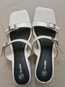 White Block Heels