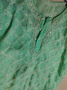 Chikankari sequin sheer short Kurti