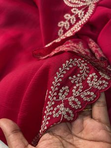 Elegant pink pita work Saree