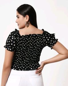 Black Floral Print Crop Top