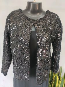 Sparkly Black Cropped Jacket