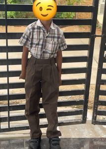 Sri Chaitanya Schol Boys Plaid Shirt and Brown Pan