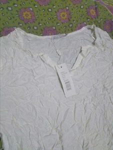 Women's Textured White Long Sleeve Top