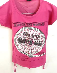 Dream Heart Pink Stylish Top For Girls, Size -S