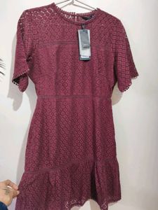 Burgundy Lace Mini Dress