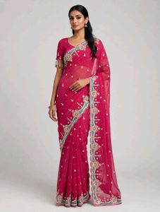 Stunning Embroidered maroon Saree