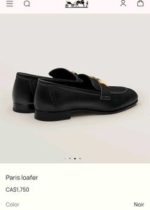 Authentic Hermes Black Leather Loafers with H Buck
