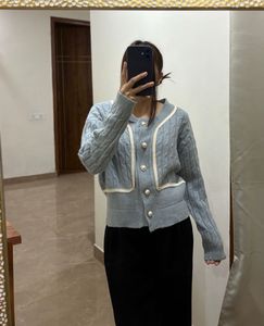 Light Blue Cable Knit cardigan