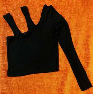 Chic Black Cut-Out Long Sleeve Top
