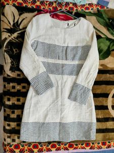 woolen Chic White Textured Dress