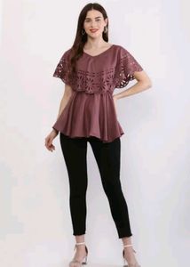 Chic Mauve Cut-Out Sleeve Top