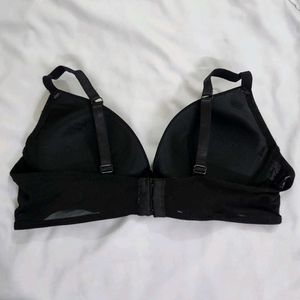Floral Embroidered Black Bra