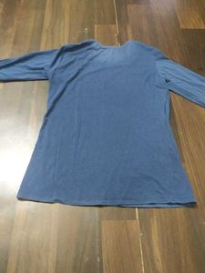 Blue Long Sleeve Top with Flamingo Print