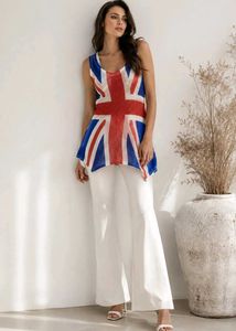 Union Jack Print Sleeveless Tunic Top