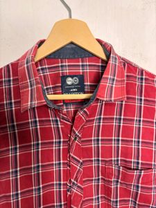 Men's Red Plaid Long Sleeve Shirt