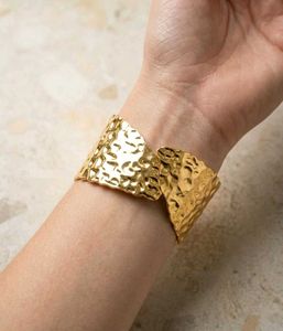 Hammered Gold Wide Cuff Bracelet