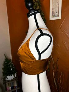 Aerie Satin Plunge Top - Copper Bronze