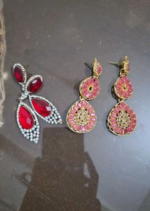 Red &amp; Pink Statement Earrings