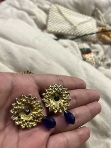 Blue Pendant Set With Earrings