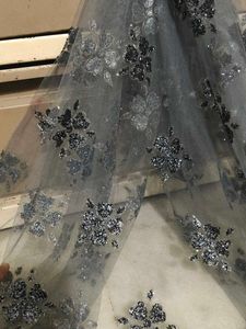 Elegant Grey Floral Embellished Net Dupatta