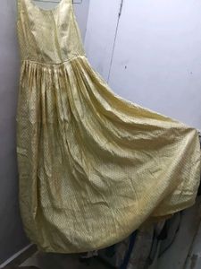 Elegant Gold Brocade Ethnic Gown