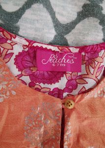 Orange And Pink Sharara Set 6-7 Year Girl