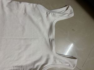 White Ribbed Crop Top with Tie Details