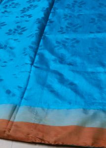 Beautiful Blue Saree with Floral Print