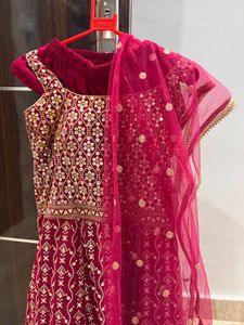 Embroidered Velvet Lehenga Choli Set