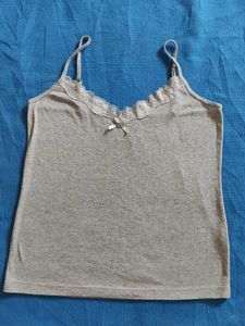 Grey Camisole with Lace Trim