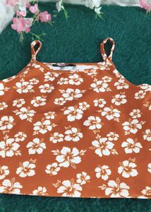 shein Floral Print Spaghetti Strap Crop Top