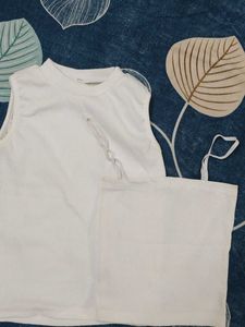 combo- White Ribbed Tank Top Set