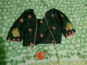 Elegant Emerald Green Embroidered Blouse
