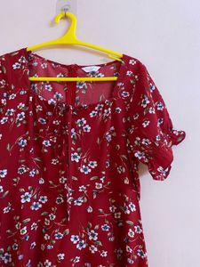 M16- Floral Red Mini Dress