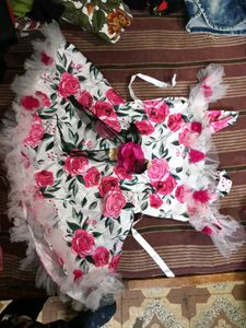 Floral Dress with Rose Detail,cap