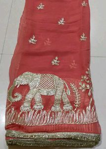 Stunning Elephant Embroidered Saree
