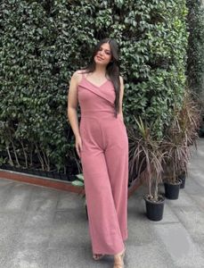 Chic Rose Pink Wide Leg Jumpsuit