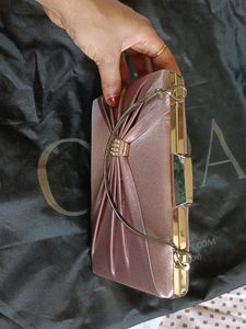 Elegant Rose Gold Clutch with Rhinestone Detail