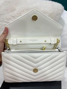 Ysl White Chevron Chain Bag