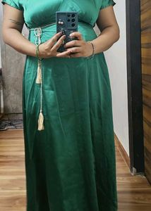 Emerald Green Midi Wrap Dress