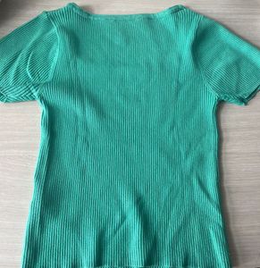Cute Square Neck Ribbed Top