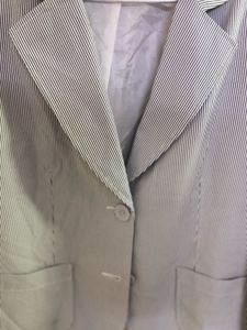 Pinstripe Blue &amp; White Blazer Oversize With Patch