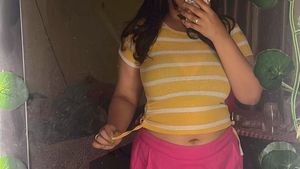 Yellow &amp; White Striped Cropped Top