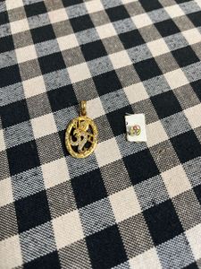 Gold Tone Om Pendant &amp; Stud