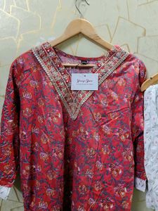 printed mirror work kurta sets