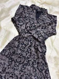 Paisley Print Button-Up Dress