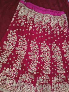 Wine Red Lehenga Set With Heavy Gold Embroidery
