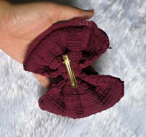 Cute Bow Hair Clips Set | Floral &amp; Maroon