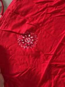 Red Embroidered Kurta