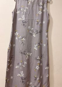 Grey sleeveless floral kurti